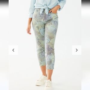 FDJ Pull On Slim Crop Denim Pants In Tropical Camo